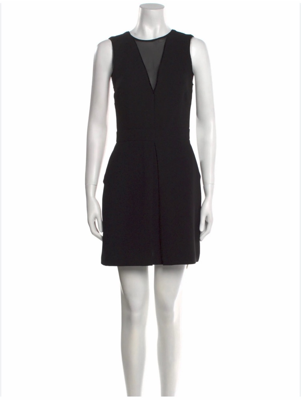 Sandro Black Sleeveless Mini Dress with Mesh V-Inset